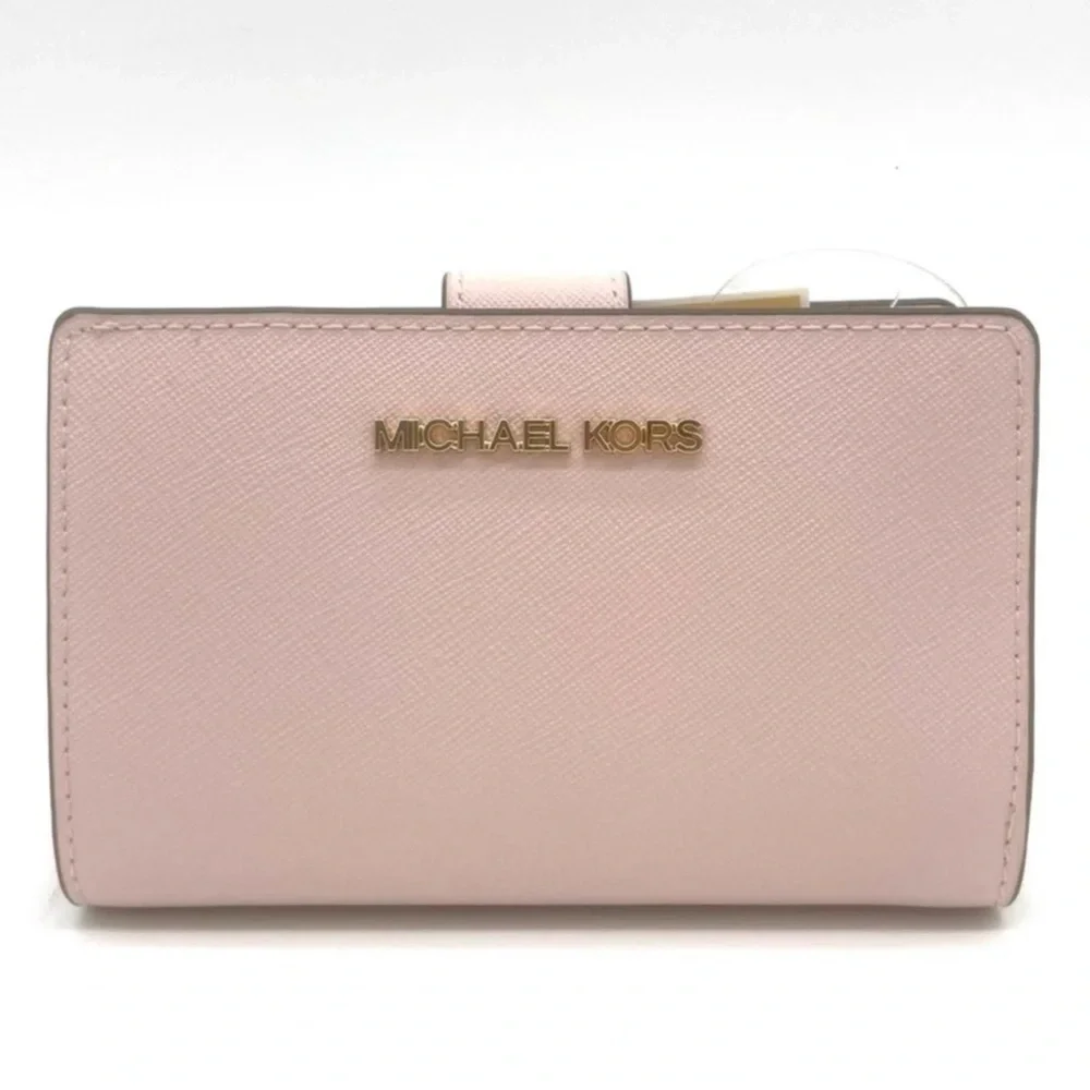 Michael Kors Medium Bifold Zip Chain Wallet Powder Blush